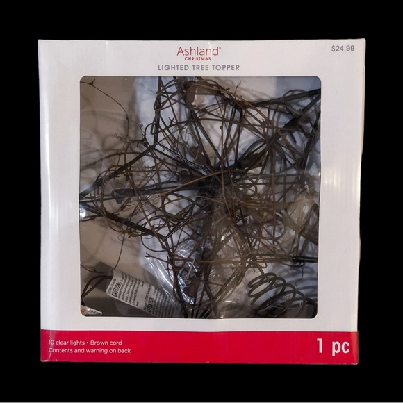 Christmas Tree Topper Star Lights Up Brown Cord Sparkling Lights - Picture 1 of 5